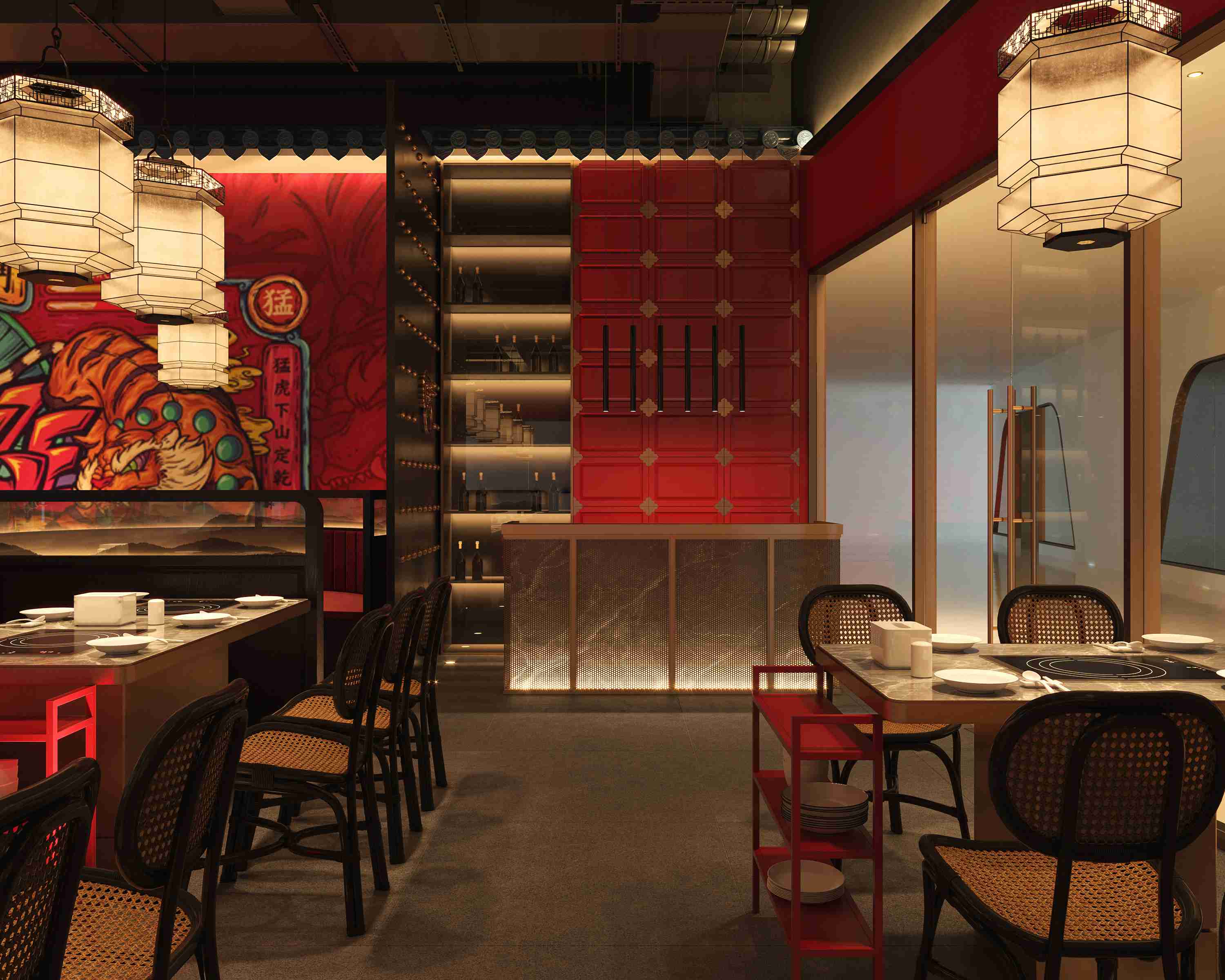 中式古典风格餐饮店面装修设计